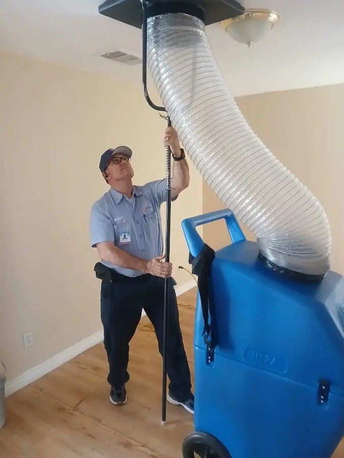 HVAC Installation technician using HEPA equipment in Apex